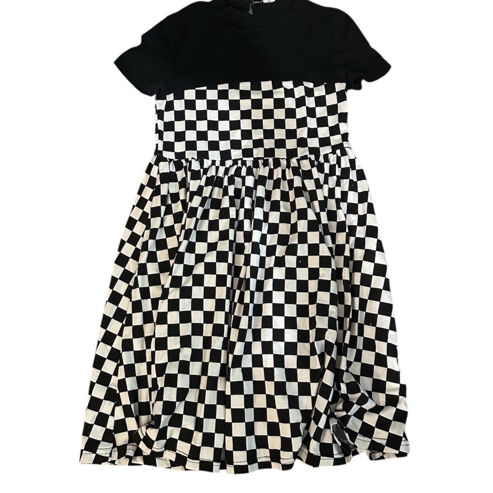 SHEIN Black and White Checkered Kids Dress
